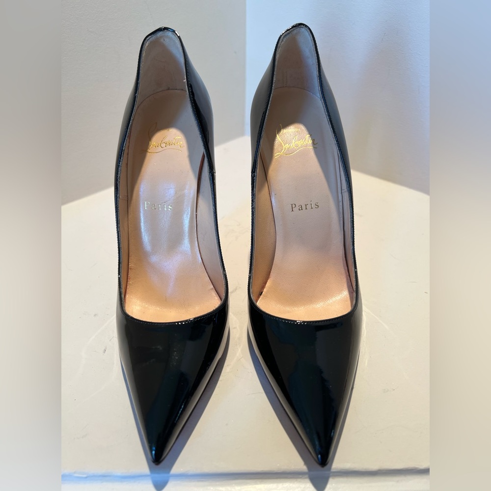 Christian LouboutinSo Kate 120 Patent Leather Pumps.